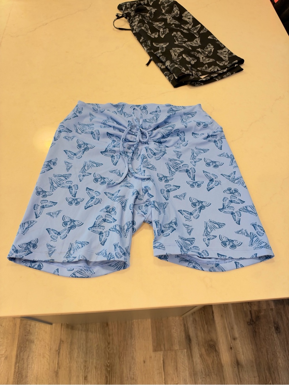 PINK Victoria's Secret Black, Light Blue & Black Butterfly Bike Shorts Set of 3 - Picture 6 of 10